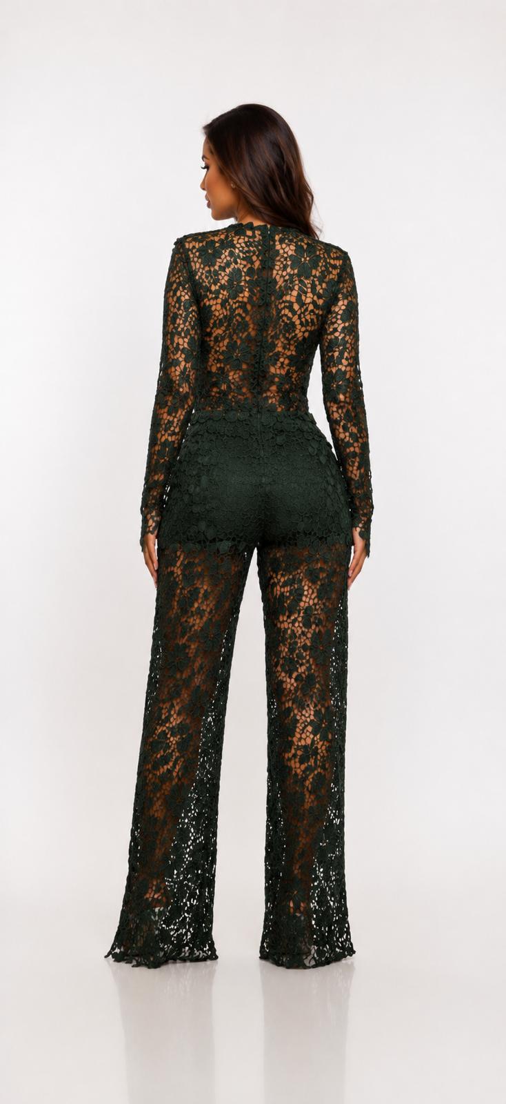 Midnight Bloom Lace Three-Piece Set
