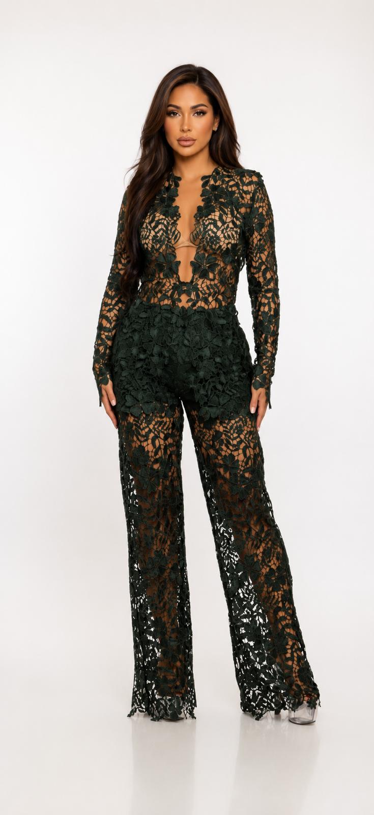 Midnight Bloom Lace Three-Piece Set