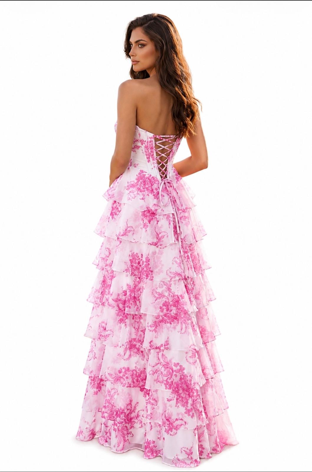 LONG CORSET PRINT GOWN