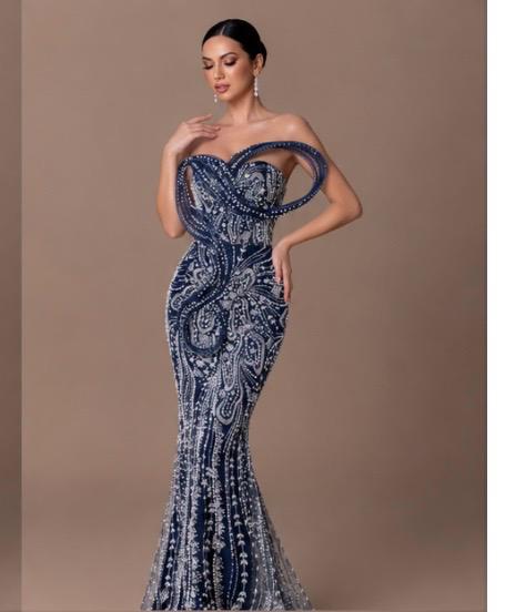 Midnight Royale Crystal Mermaid Gown