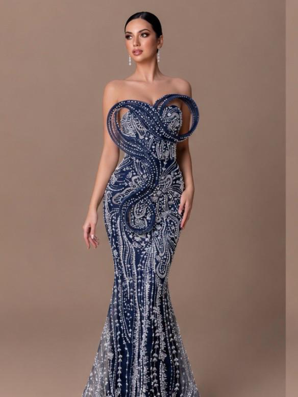 Midnight Royale Crystal Mermaid Gown