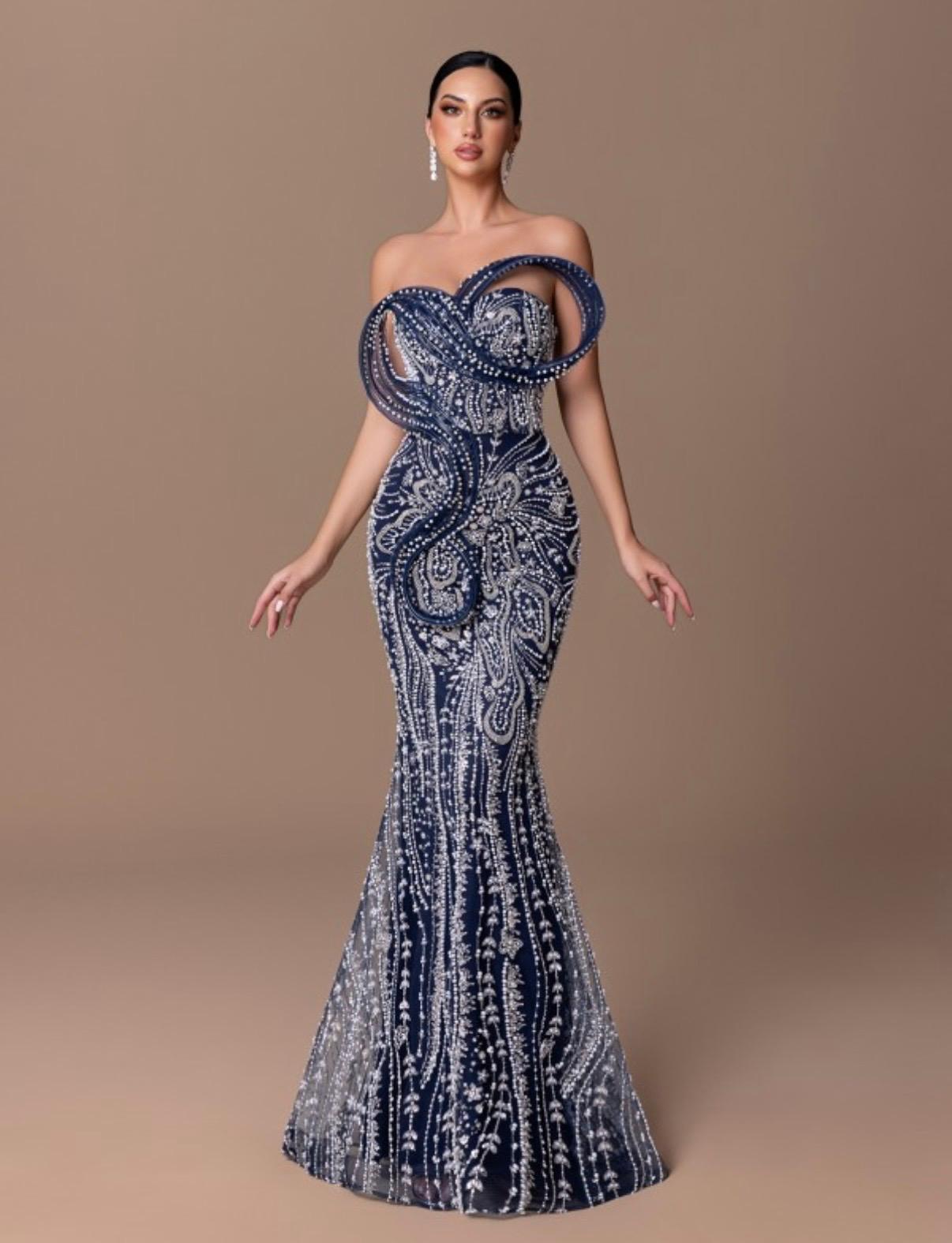 Midnight Royale Crystal Mermaid Gown