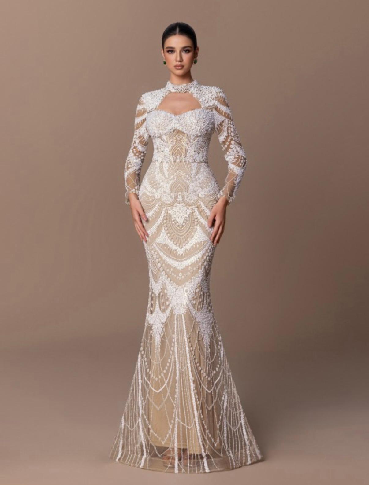 Celestial Elegance Beaded Mermaid Gown