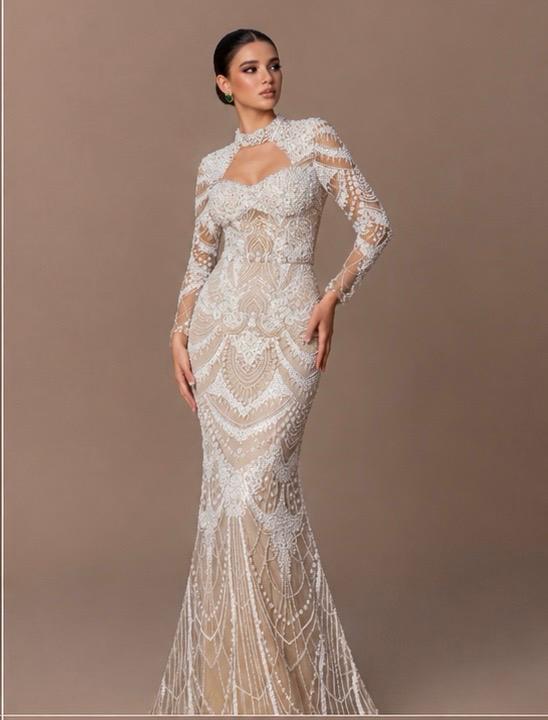 Celestial Elegance Beaded Mermaid Gown