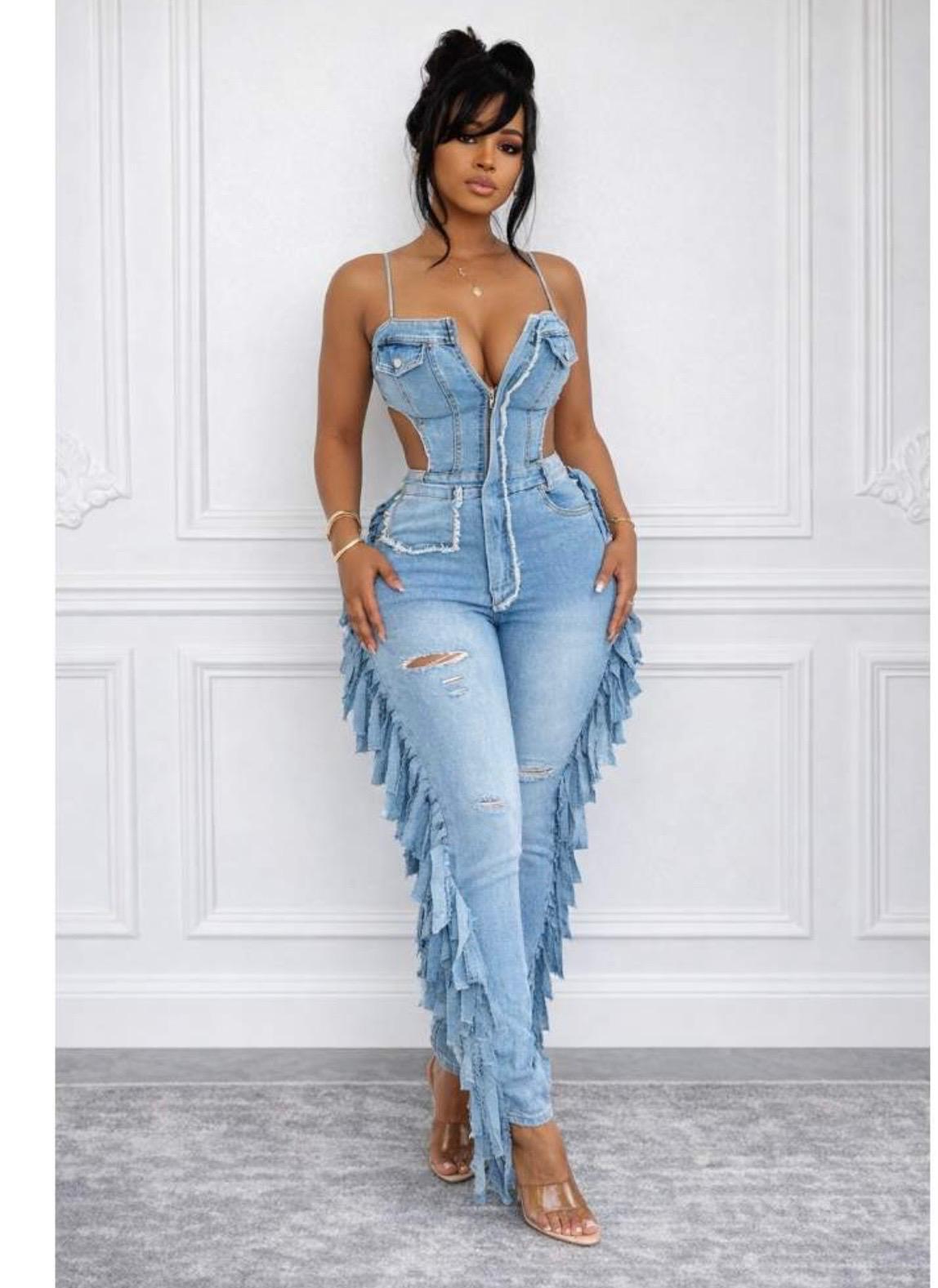 Frayed Luxe Denim Jumpsuit