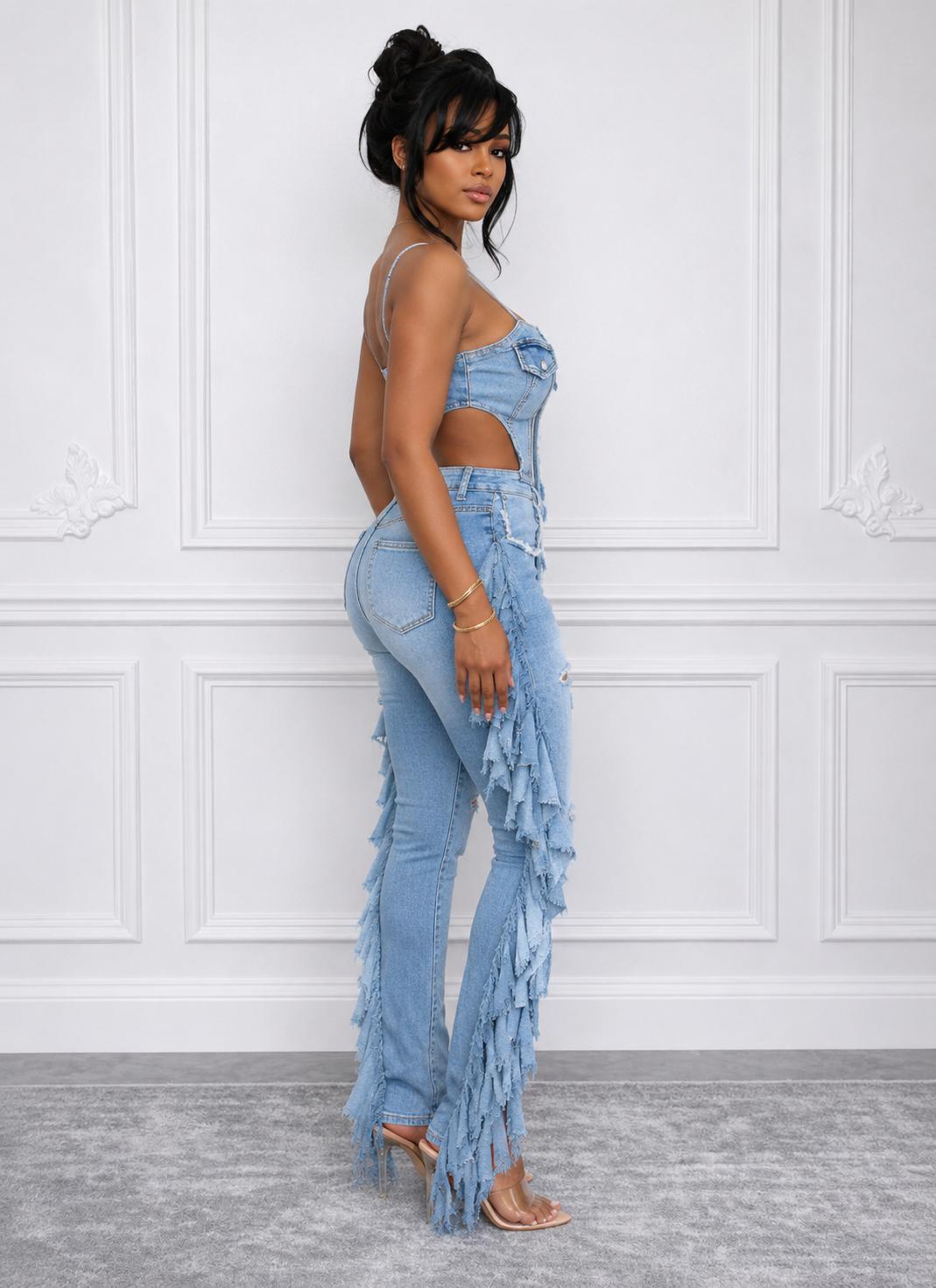 Frayed Luxe Denim Jumpsuit