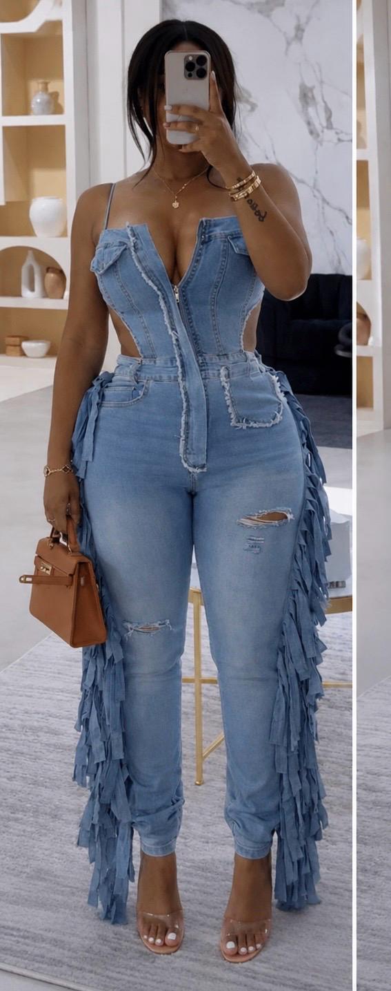Frayed Luxe Denim Jumpsuit