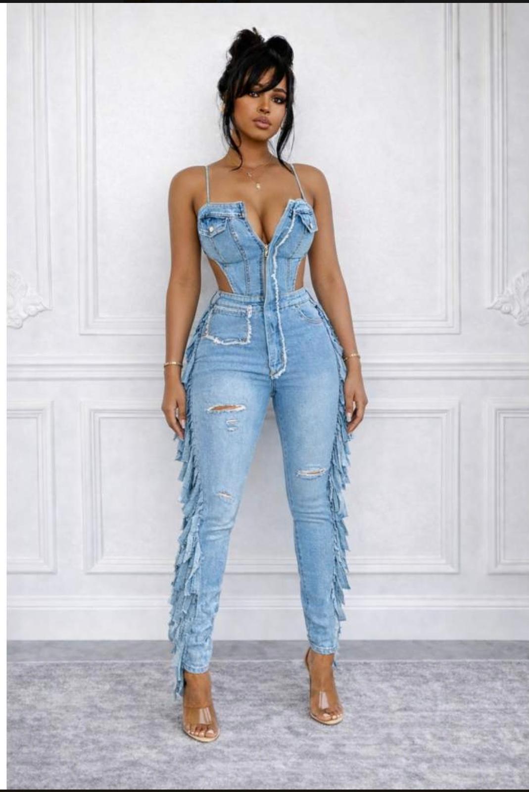 Frayed Luxe Denim Jumpsuit