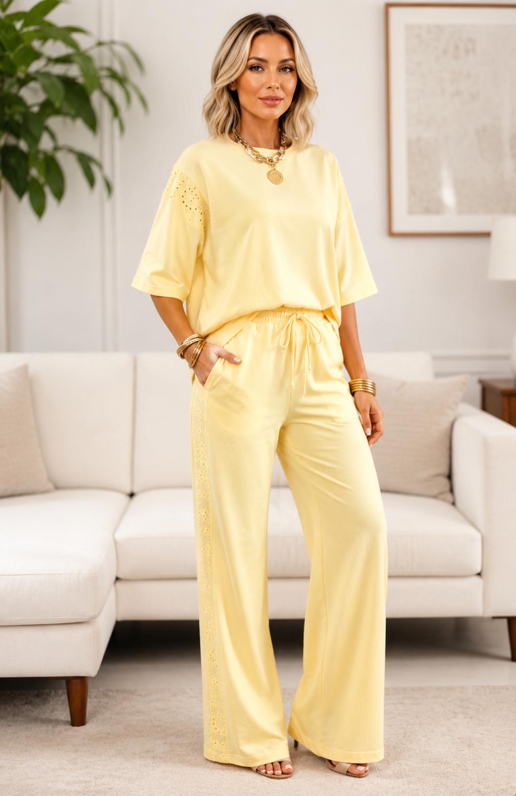 Blush Relaxed Lounge Set – 2-Piece Oversized Top &amp; Wide-Leg Pants