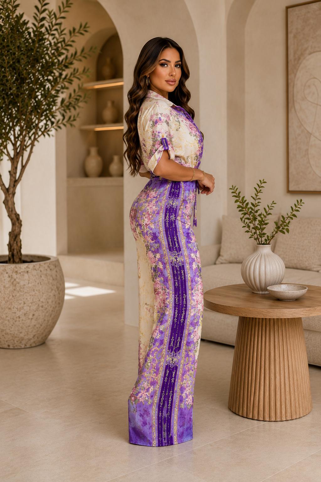 THIA Collections – Bloom Satin Wide-Leg Jumpsuit