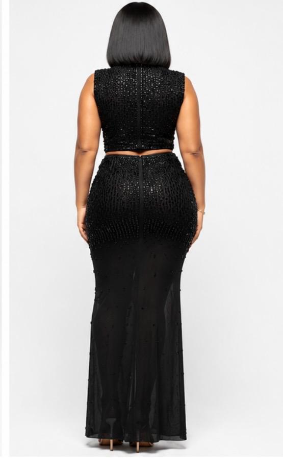 THIA Midnight Crystal Two-Piece Maxi Skirt Set