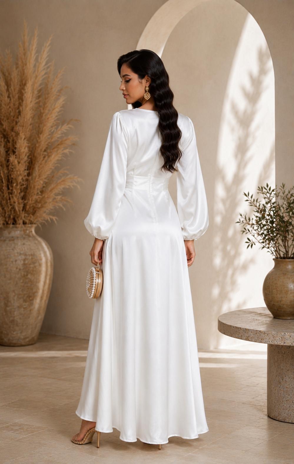 THIA Collections – Ivory Satin Grace Maxi Dress