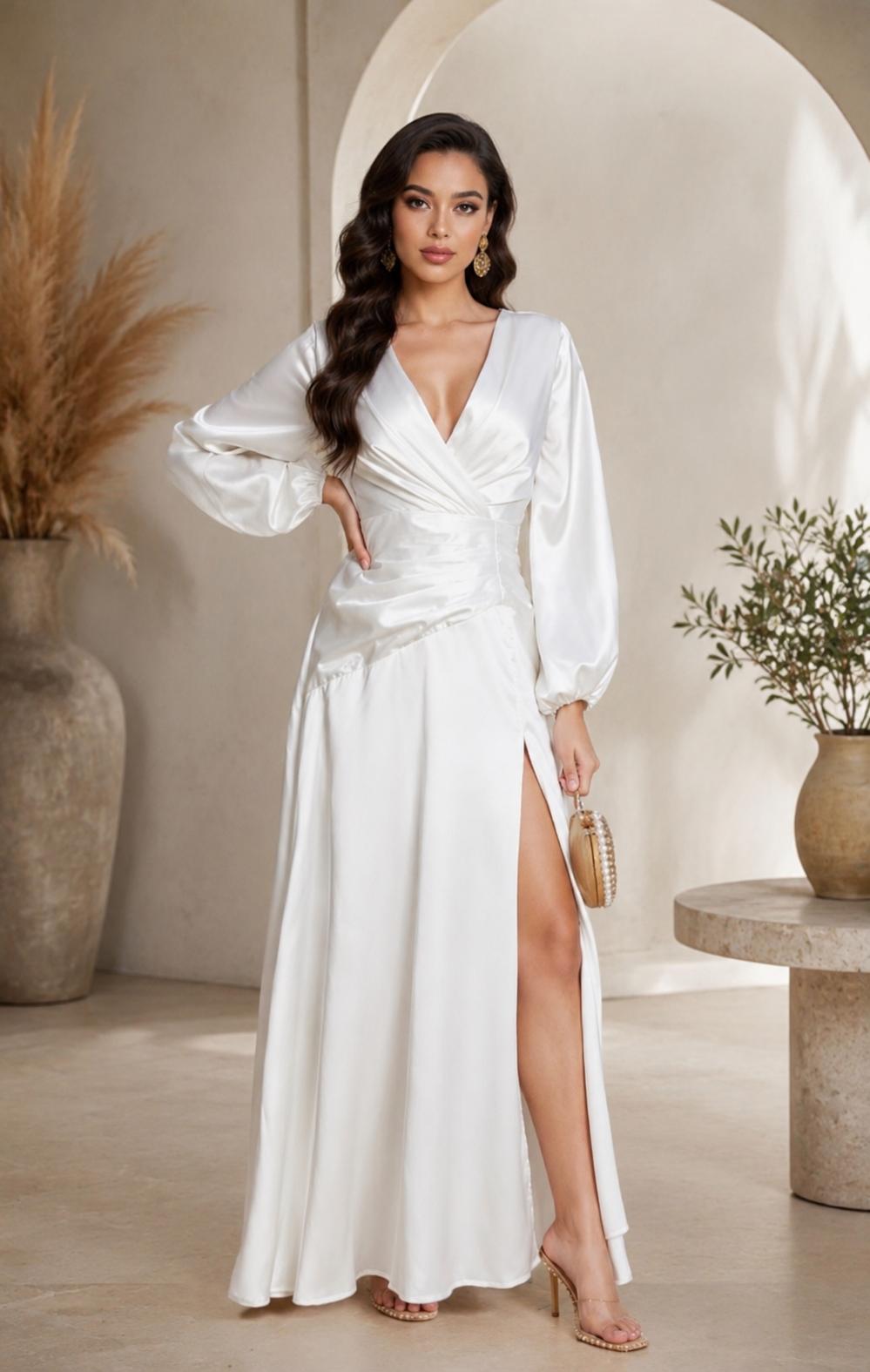 THIA Collections – Ivory Satin Grace Maxi Dress