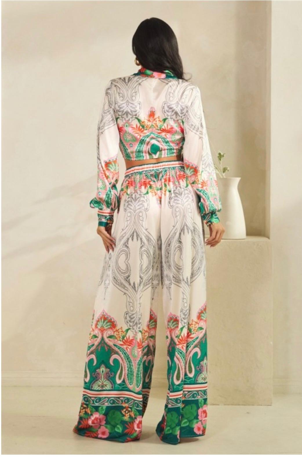 Emerald Bloom Palazzo Set