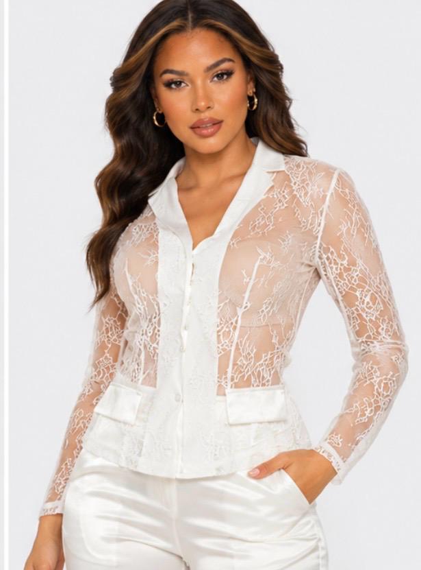 THIA Ivory Lace Elegance Pant Set
