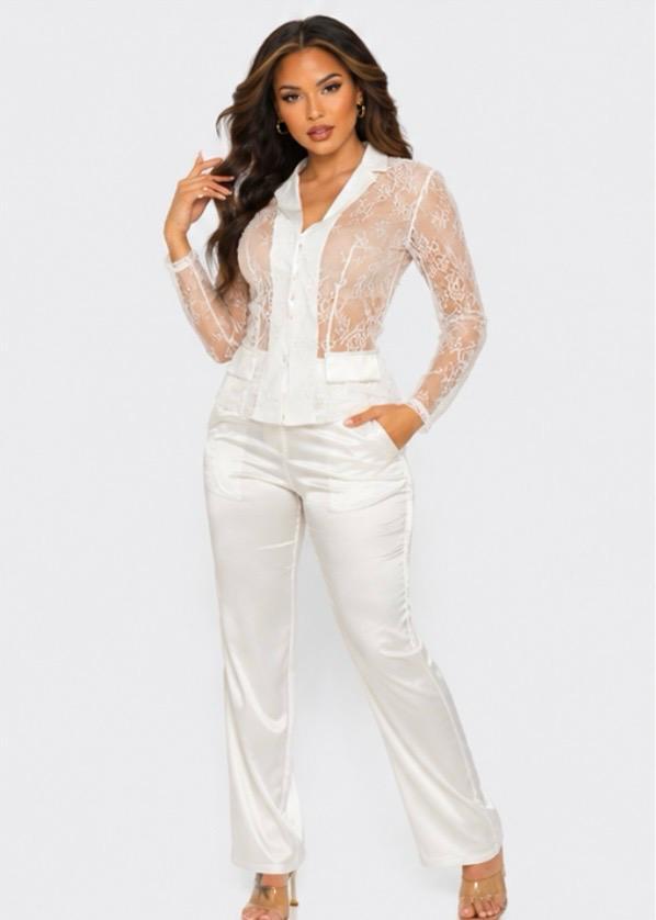 THIA Ivory Lace Elegance Pant Set