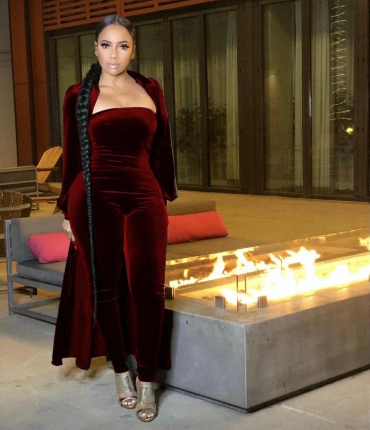 Velvet solid Strapless Jumpsuit