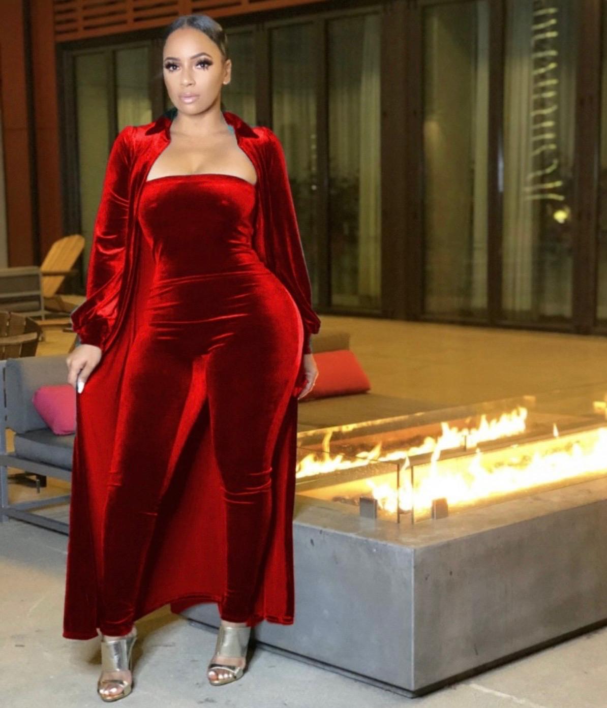 Velvet solid Strapless Jumpsuit